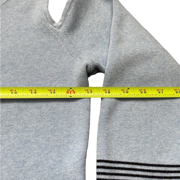 Tommy Hilfiger Cold Shoulder Striped Baby Blue Sweater (size L) - Picture 5 of 8